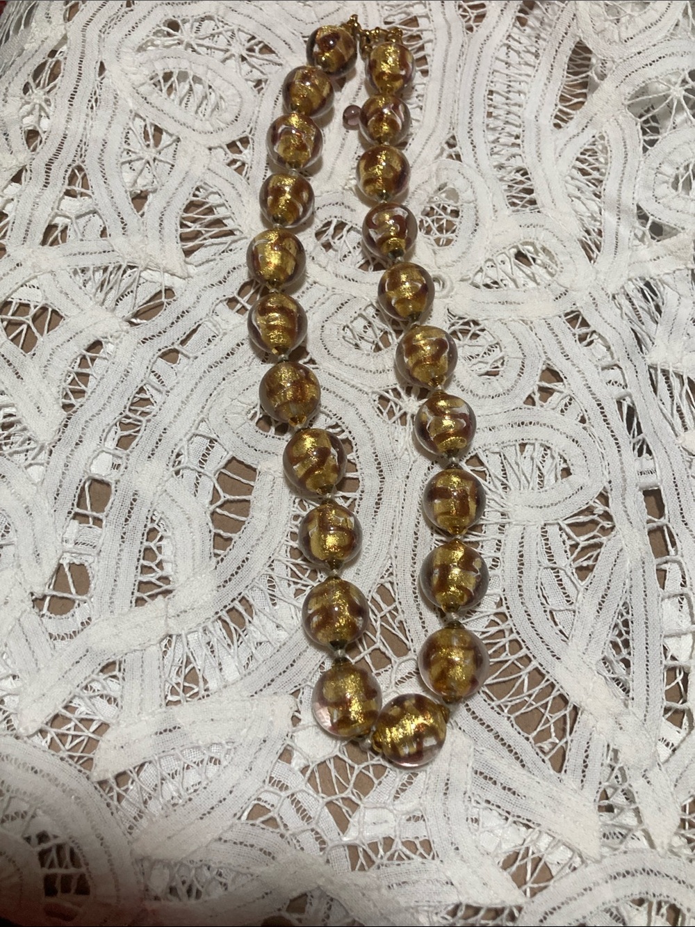 Gold Glass Bead Necklace - Picture 10 of 12
